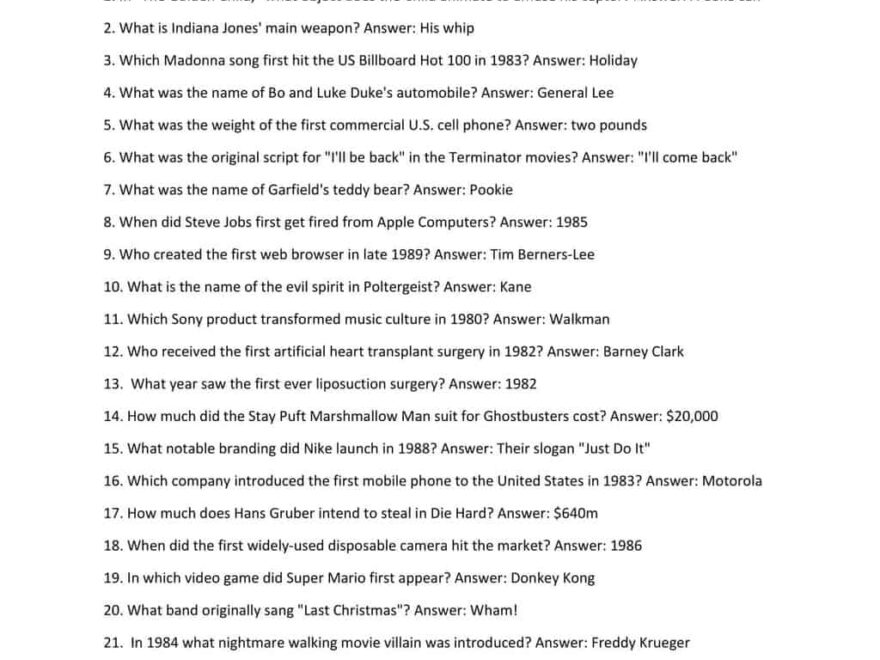 82 Best 80s Trivia Questions And Answers This Is The Only List You 39 ll