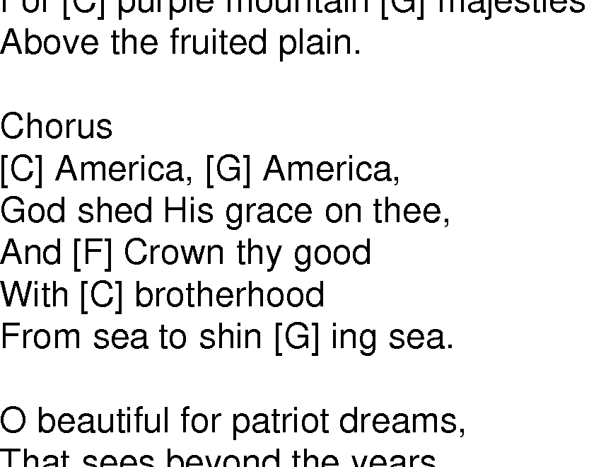 America The Beautiful Lyrics Printable Pdf