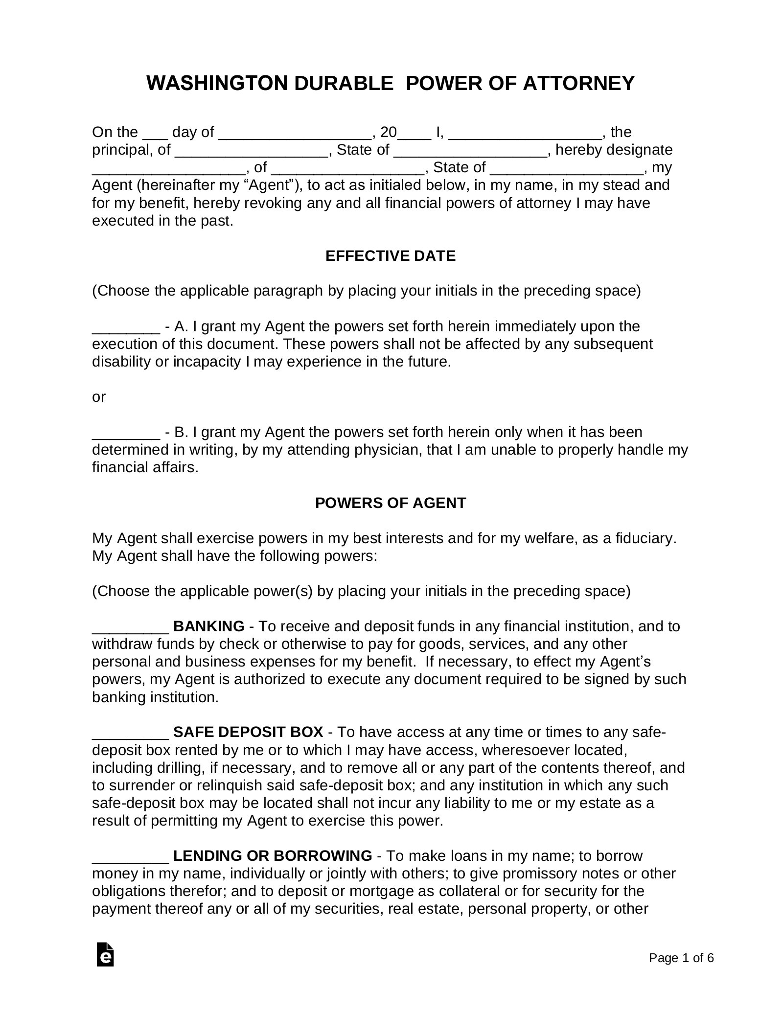 Durable Power Of Attorney Form Free Printable Durable Power Of Attorney Form Free Printable