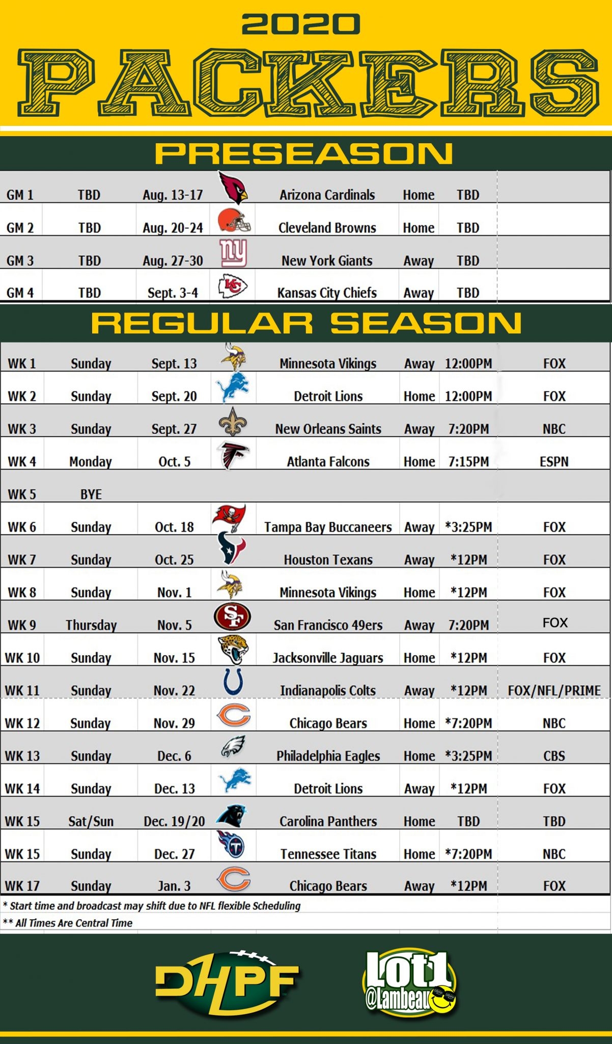 Green Bay Packers 2025 Schedule Printable Green Bay Packers 2025 Schedule Printable