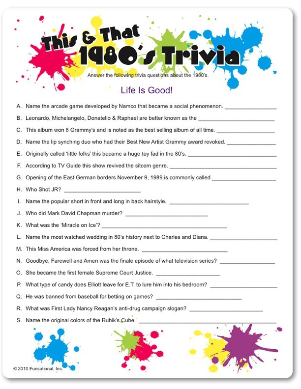 Printable 80s Trivia Questions Trivia Questions And Answer Printable 80s Trivia Questions Trivia Questions And Answer