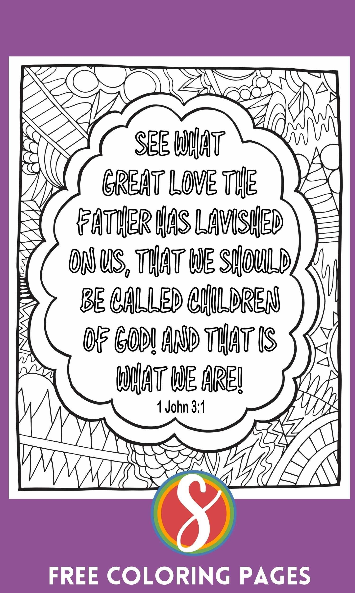 1 John Free Printable Coloring Pages Stevie Doodles