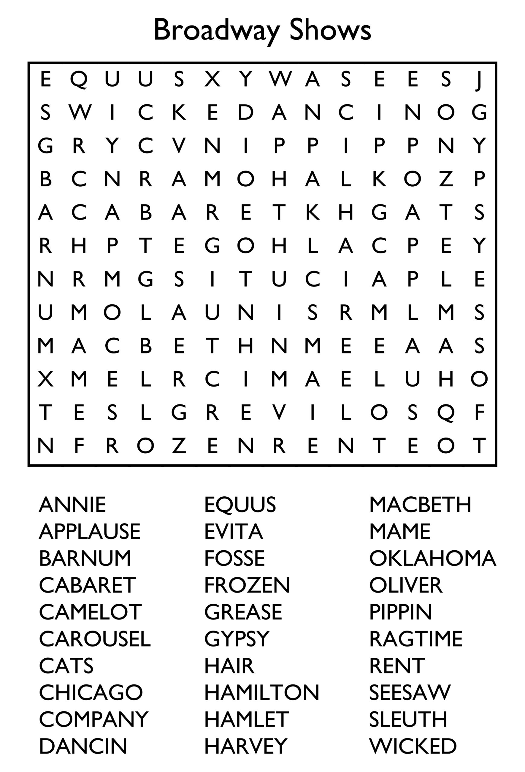 Free Printable Search A Word