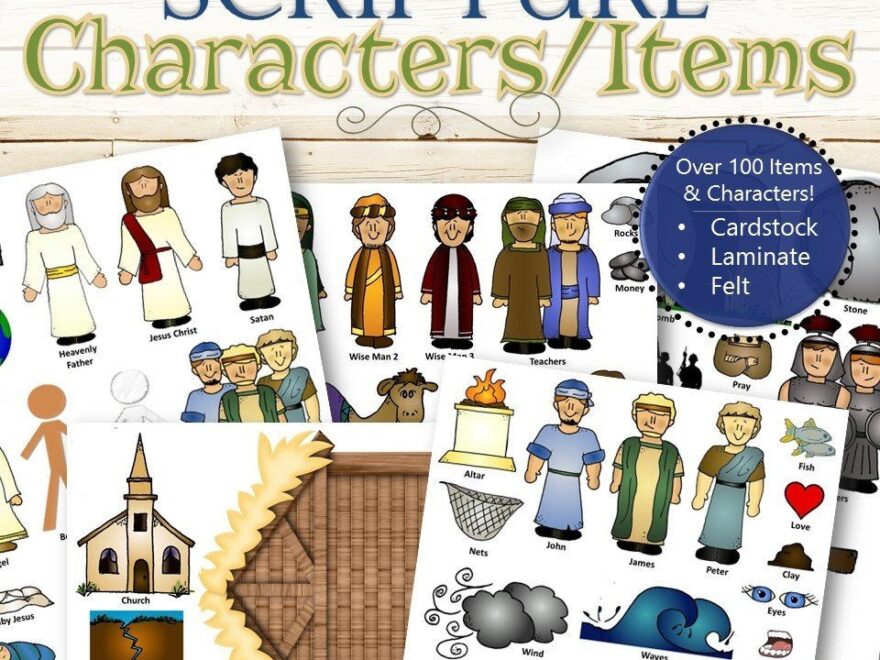 100 Felt Printed Or Laminated Characters For Scripture Stories