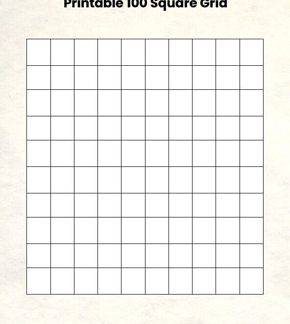 100 Square Grid Printable
