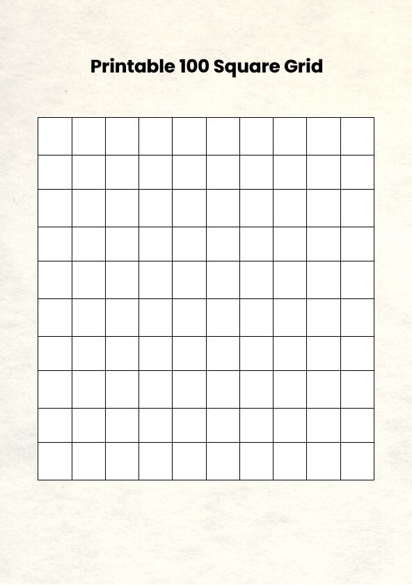 100 Square Grid Printable 100 Square Grid Printable