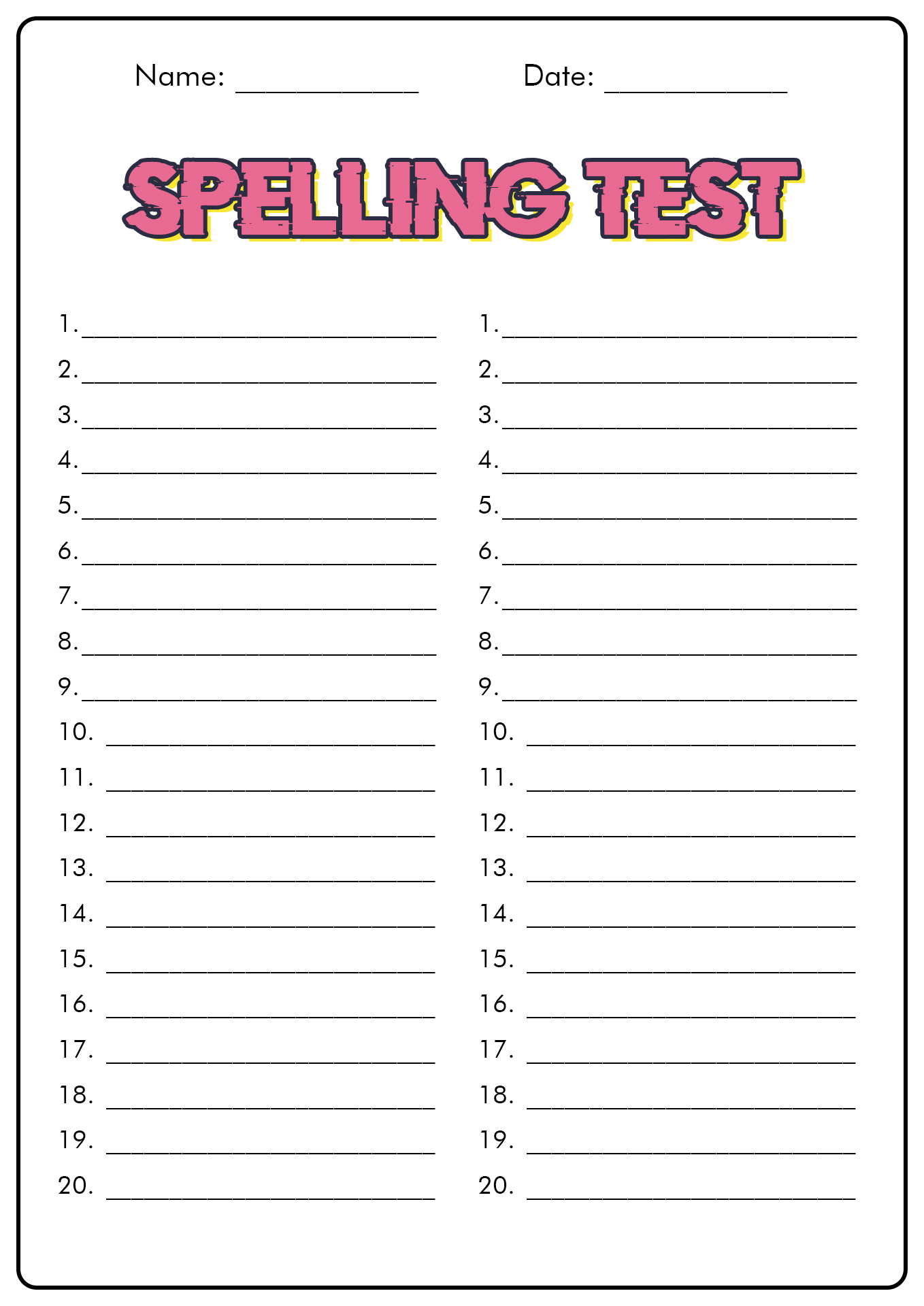 12 Free Printable Spelling Test Worksheets Free PDF At Worksheeto 12 Free Printable Spelling Test Worksheets Free PDF At Worksheeto