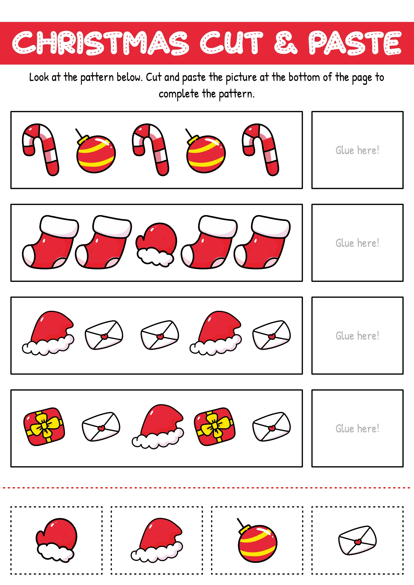 Easy Preschool Cutting Worksheet Printables Christmas