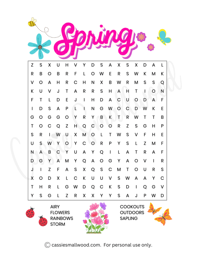 Spring Word Search Free Printable Spring Word Search Free Printable