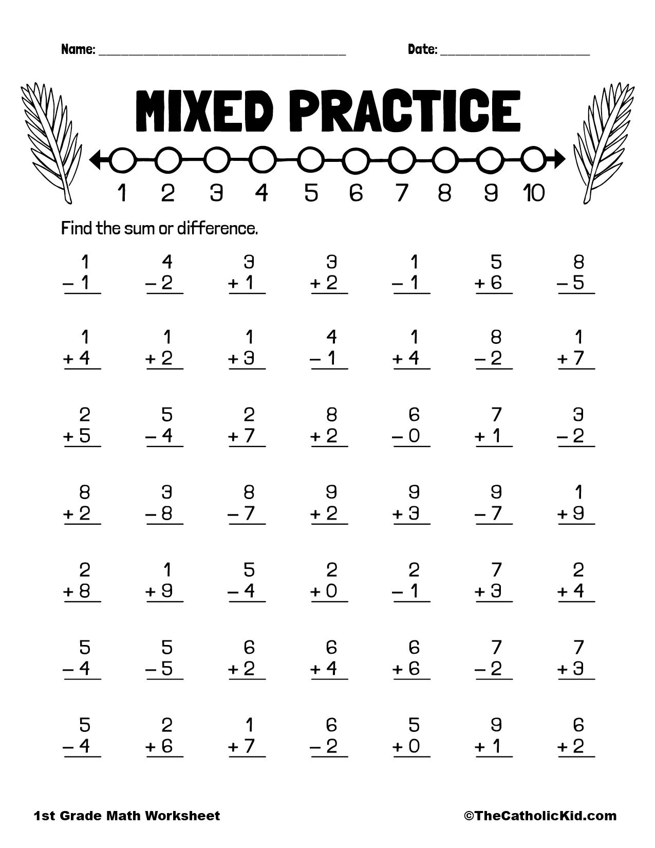 1St Grade Math Worksheets Free Printable