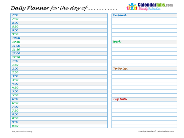2025 Family Daily Planner Free Printable Templates