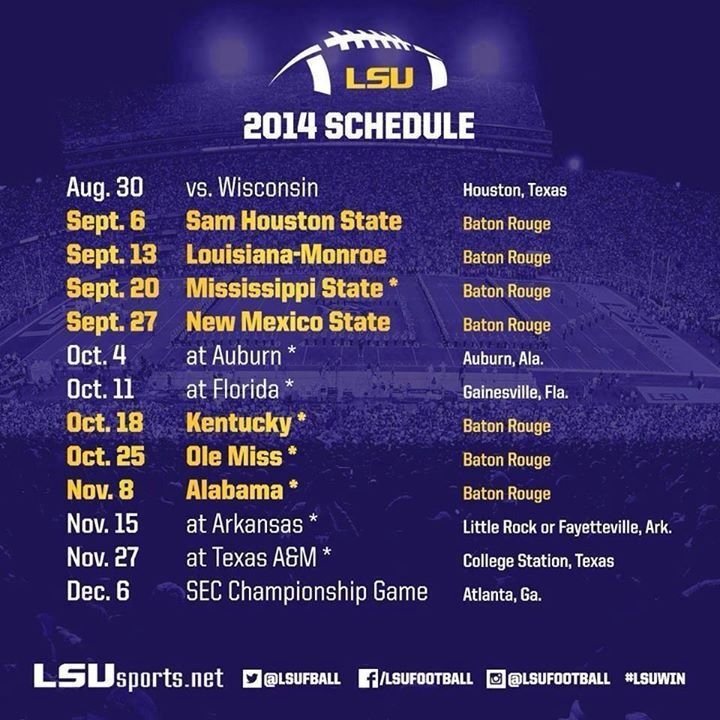 2025 Lsu Football Schedule Printable Noah A Lund