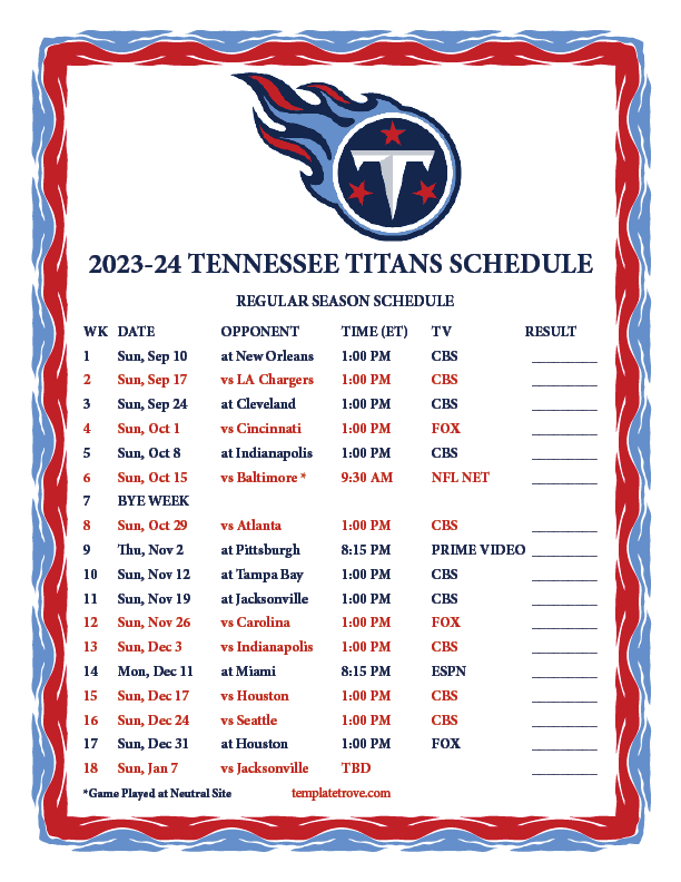2025 Titans Schedule Valdemar E Berg