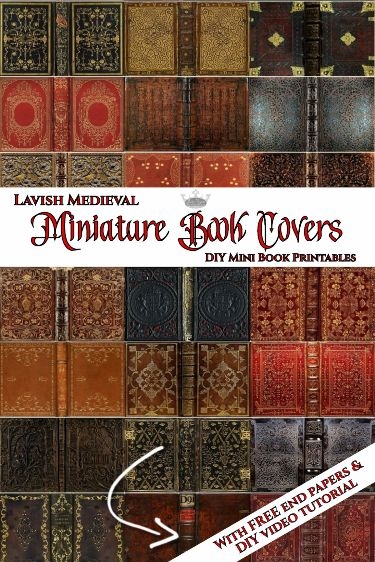  24 Antique Printable Miniature Book Covers FREE End Papers DIY 