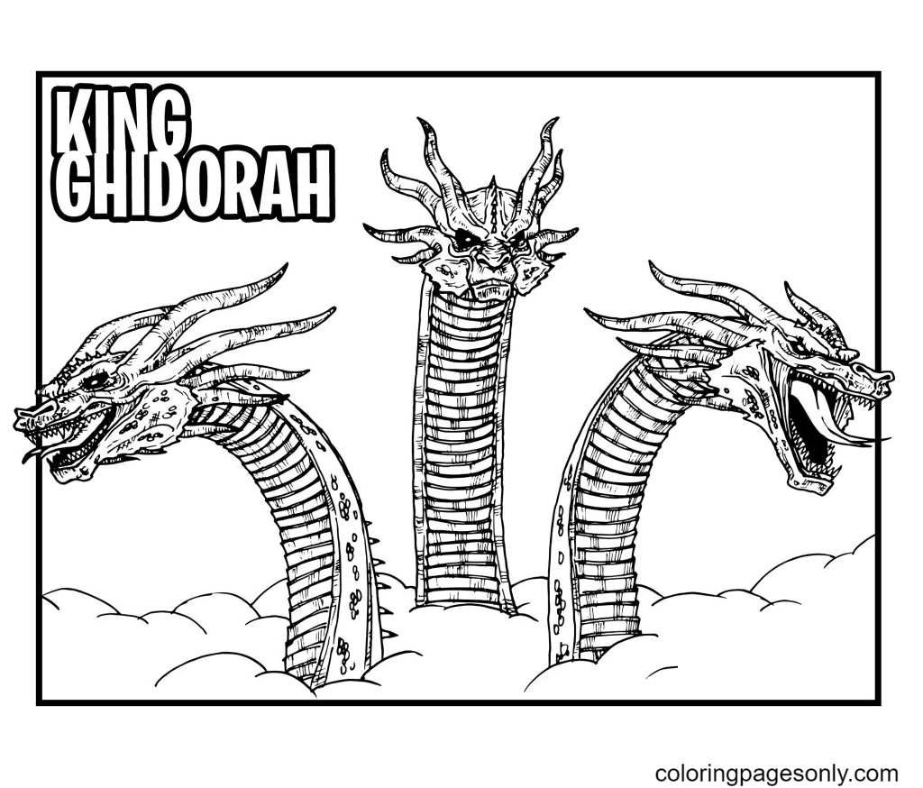30 King Ghidorah Coloring Pages Free Printable PDF JPG PNG 