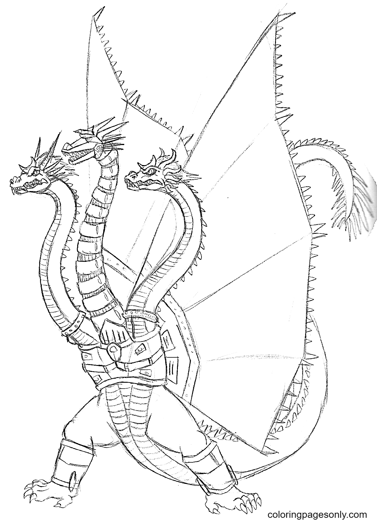 30 King Ghidorah Coloring Pages Free Printable PDF JPG PNG 