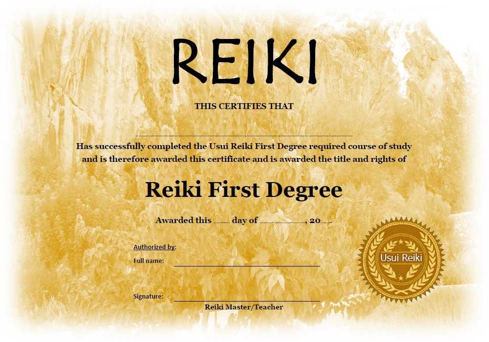 Free Printable Reiki Certificate Templates