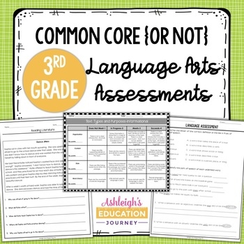 3rd Grade Language Arts Assessments Print And Digital By Ashleigh