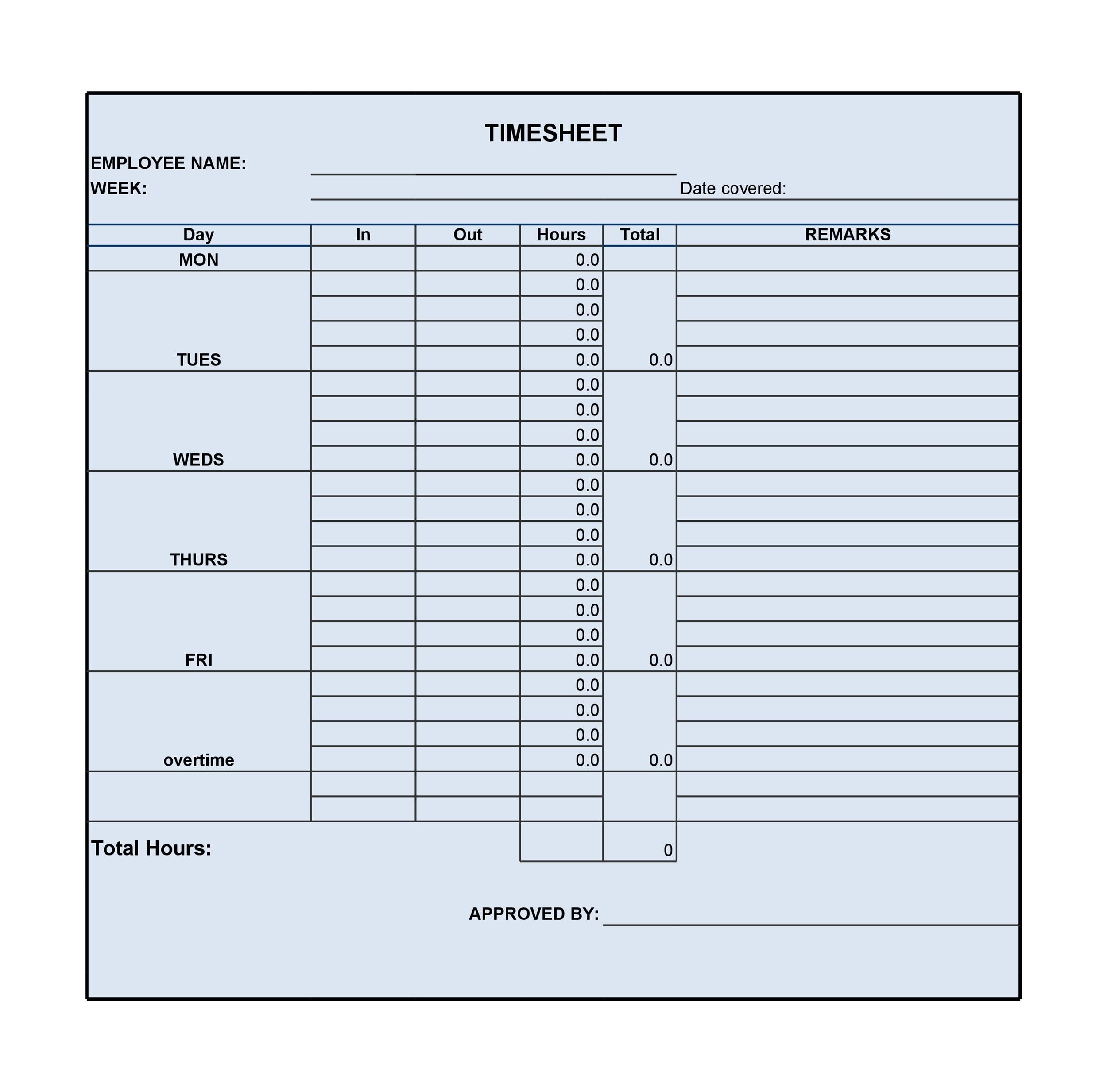 40 Free Timesheet Templates in Excel TemplateLab