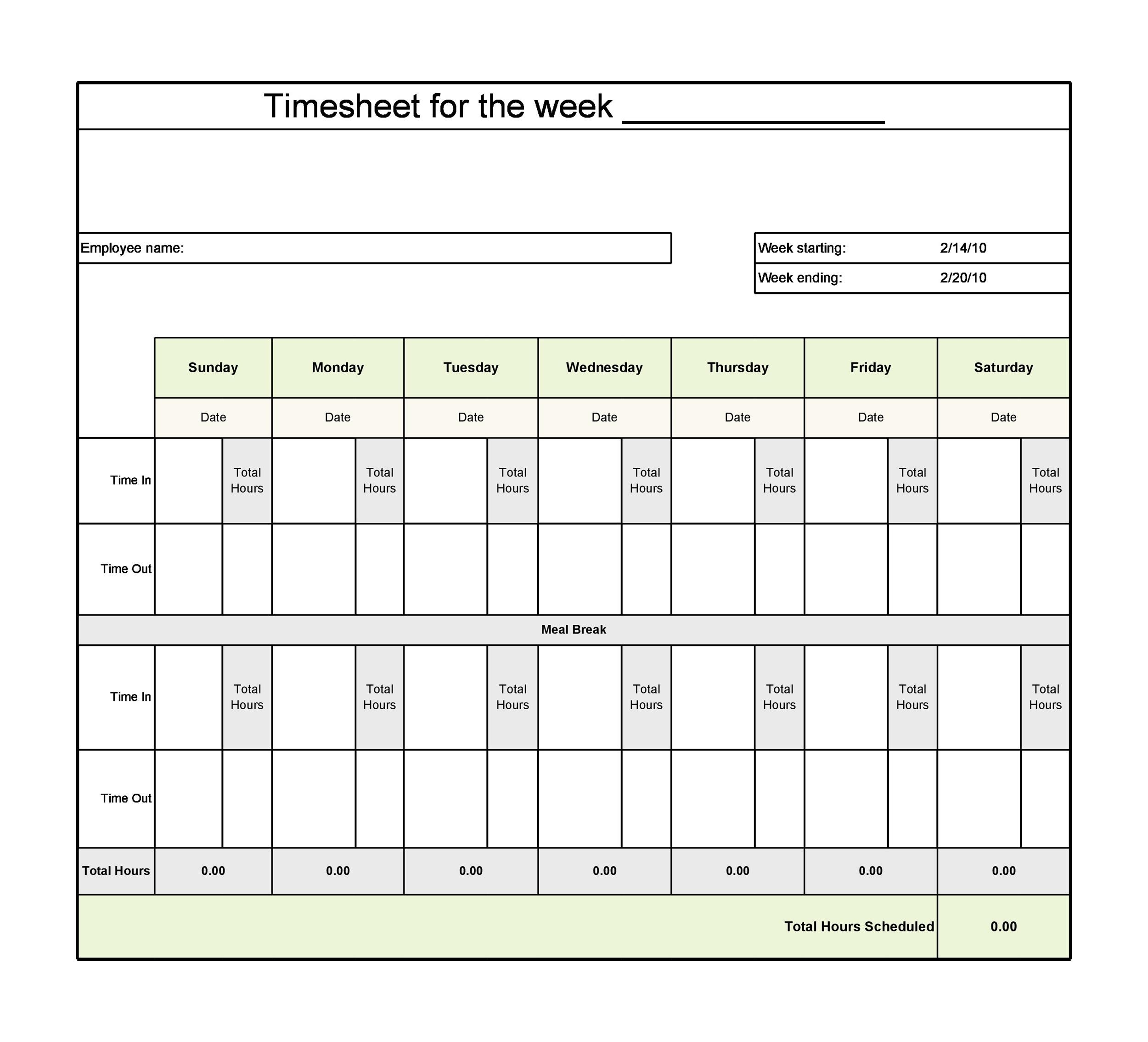 40 Free Timesheet Templates in Excel TemplateLab