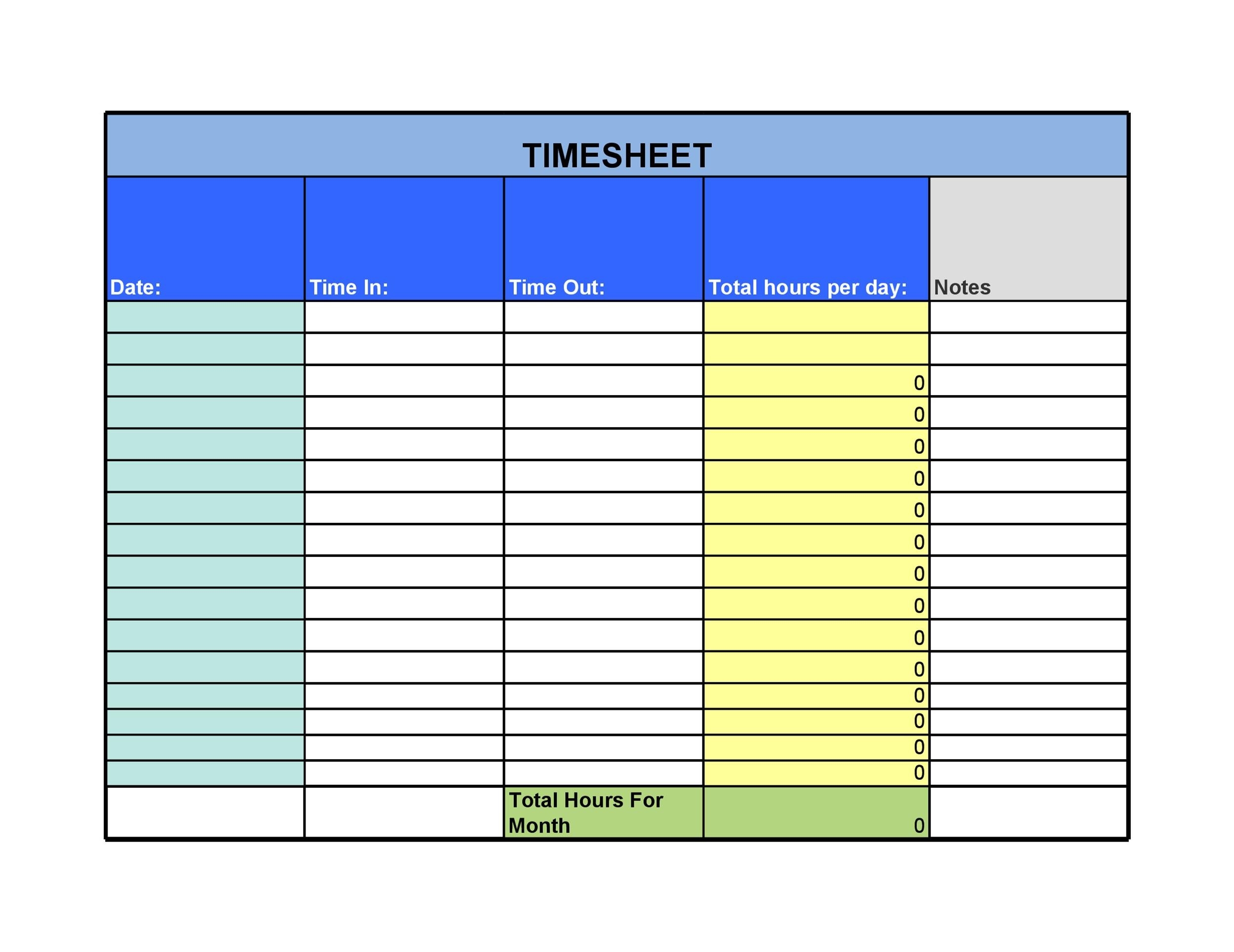 40 Free Timesheet Templates in Excel TemplateLab