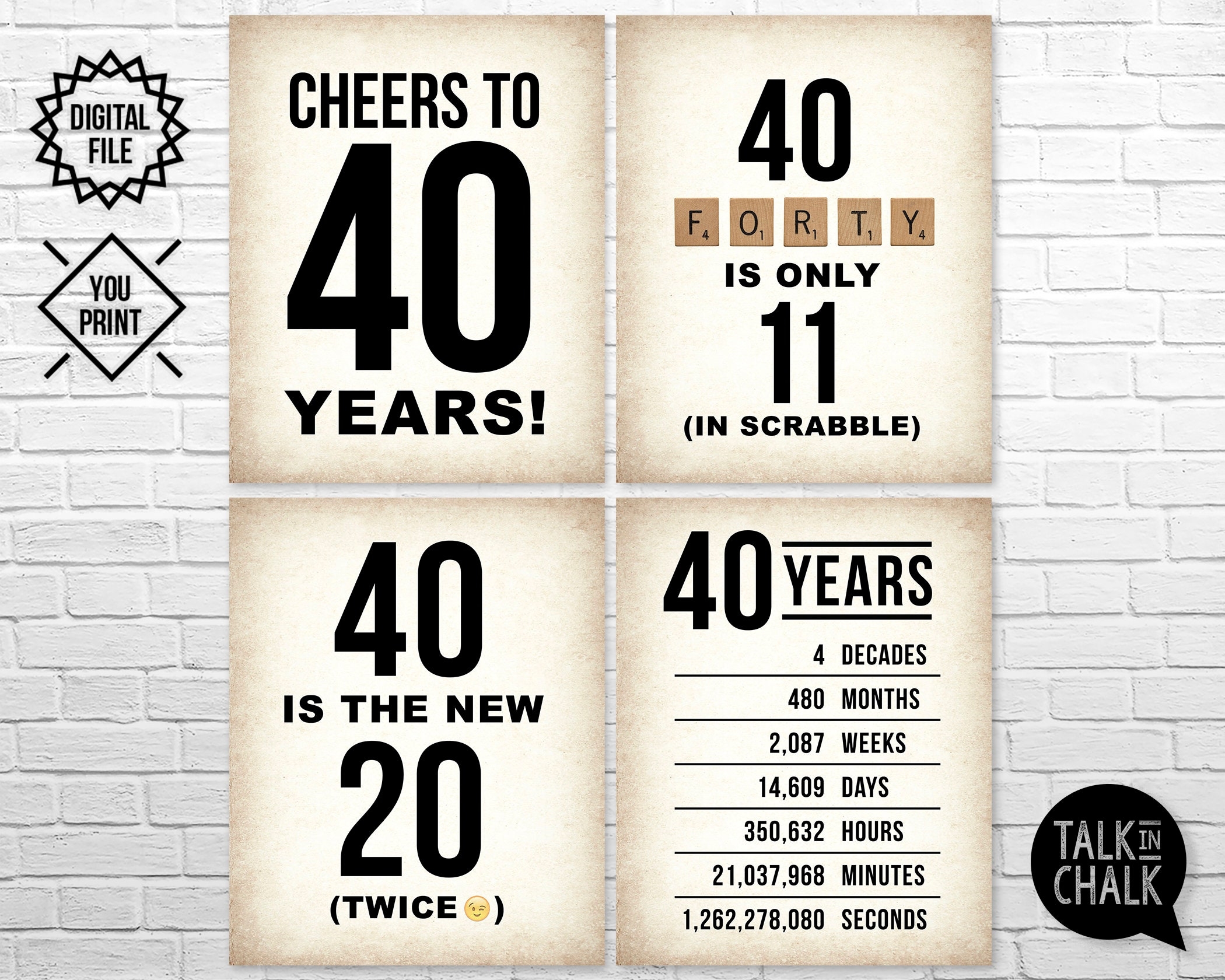 40Th Birthday Printables
