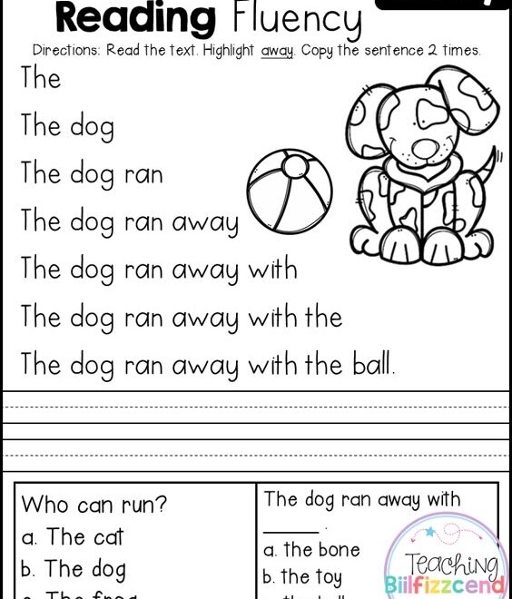 46 PRINTABLE KINDERGARTEN READING FLUENCY PASSAGES