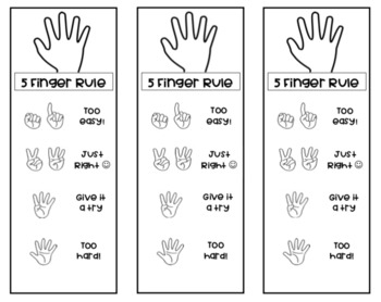 5 Finger Rule Bookmarks By Primary Fans And Plans TPT