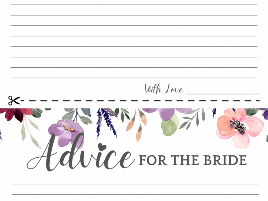 5 Free Printable Bridal Shower Advice Cards Perfect For The Bride To Be