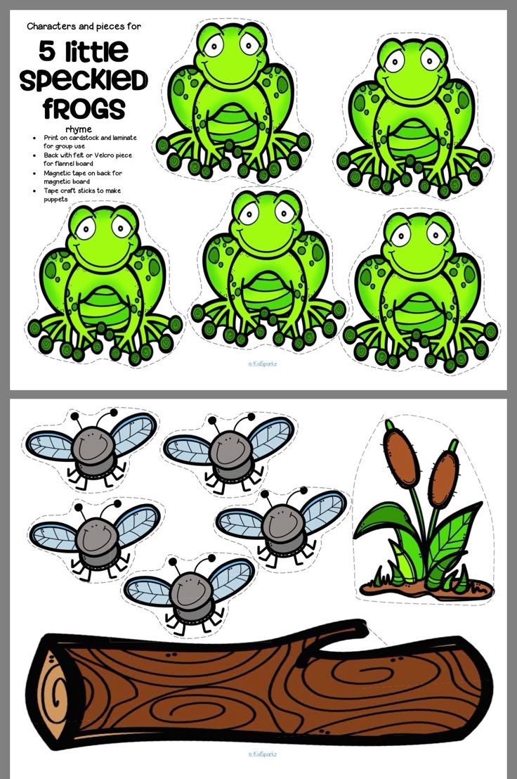 5 Green Speckled Frogs Printable