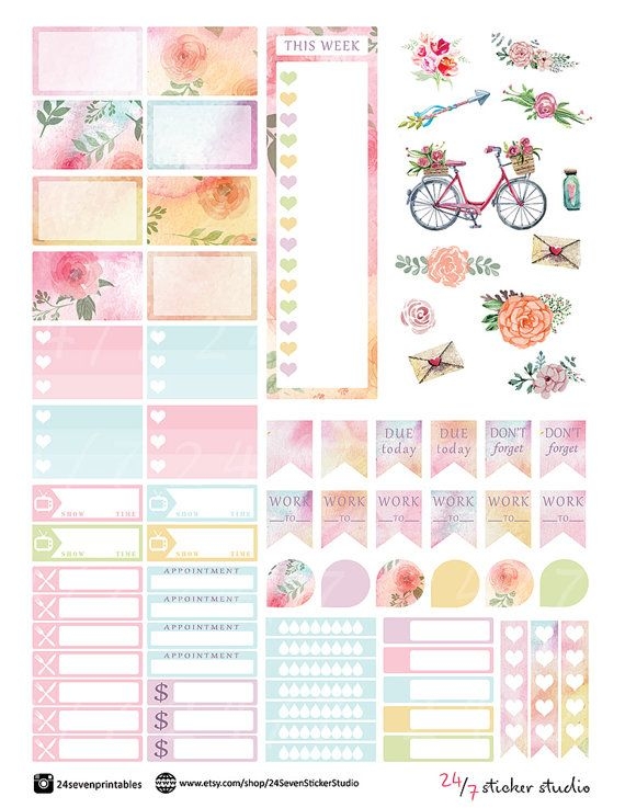 Watercolor Planner Stickers Free Printable