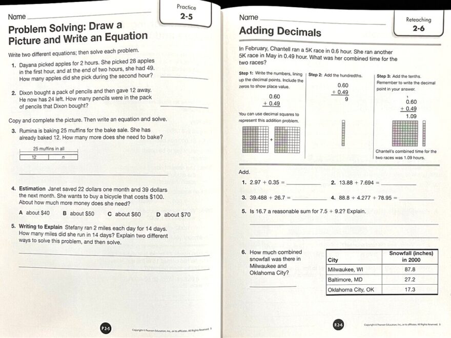 5th Grade EnVision Math RETEACHING PRACTICE Workbook Common