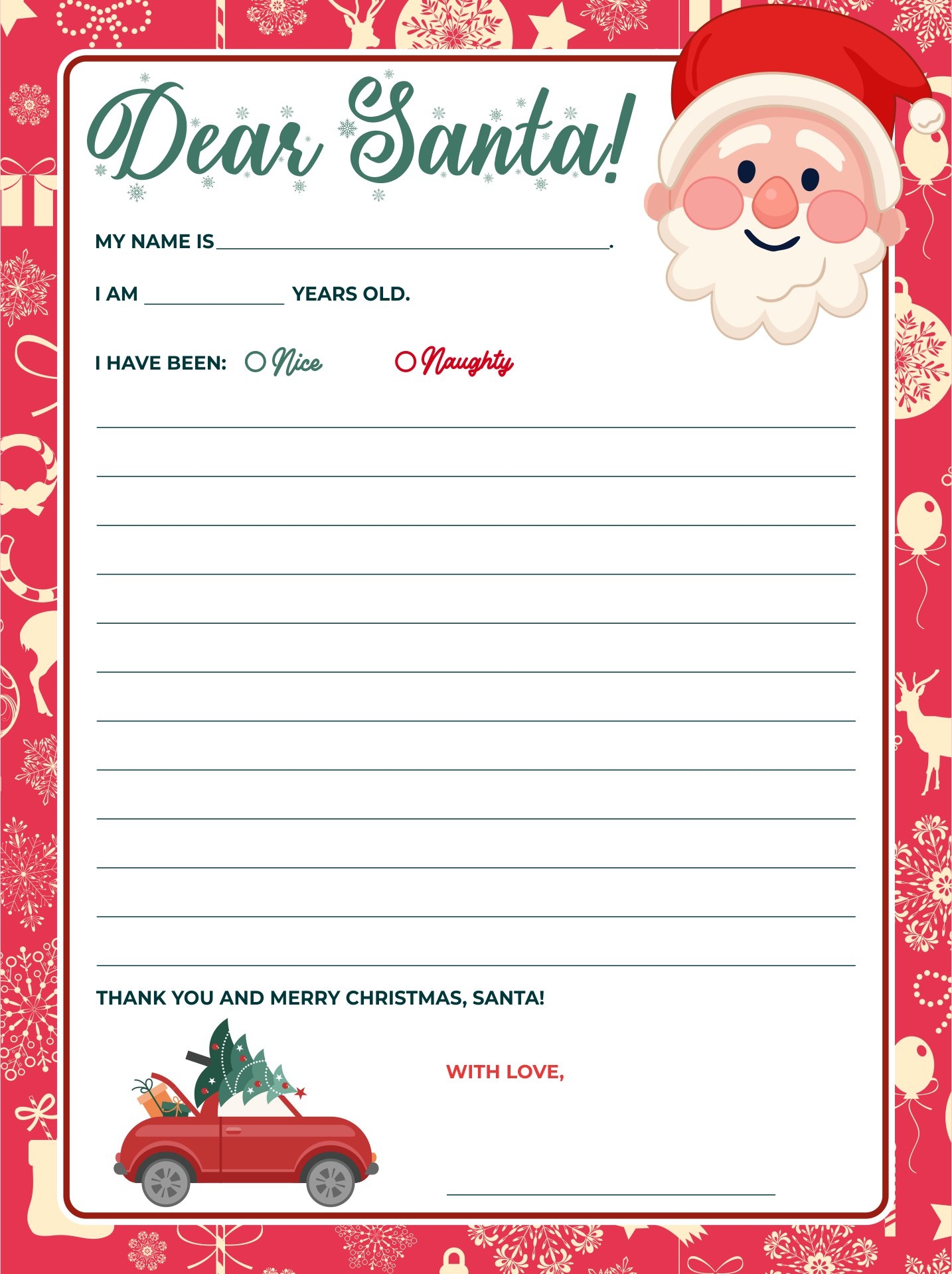 6 Best Images Of Printable Christmas Letter To Santa Templates Free 