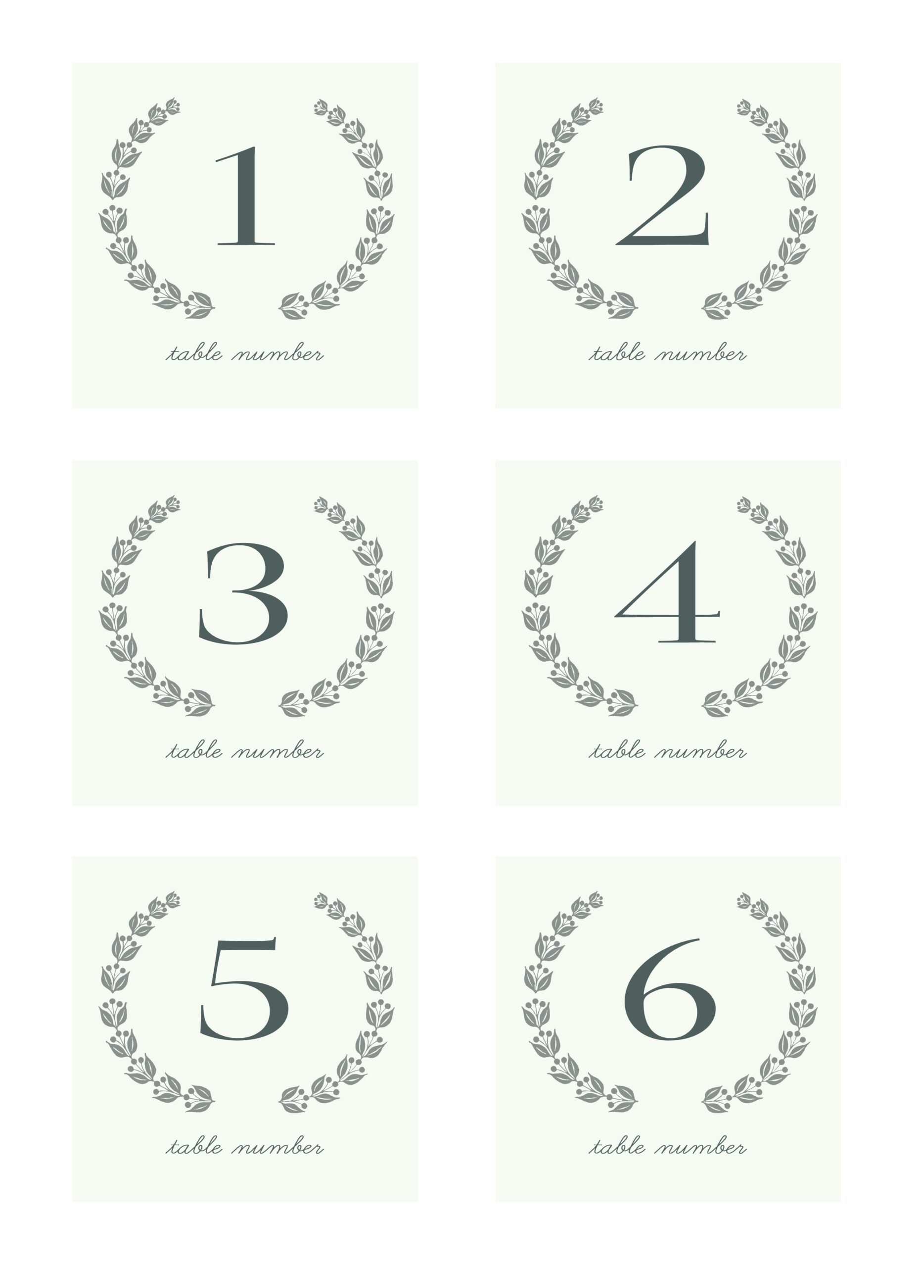Free Printable Wedding Table Number Templates