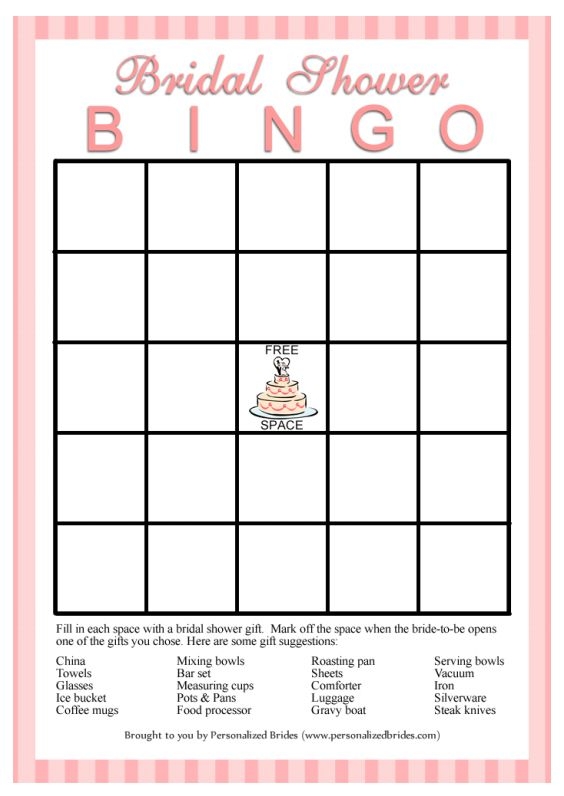 7 Sets Of Free Printable Bridal Showers Bingo Cards
