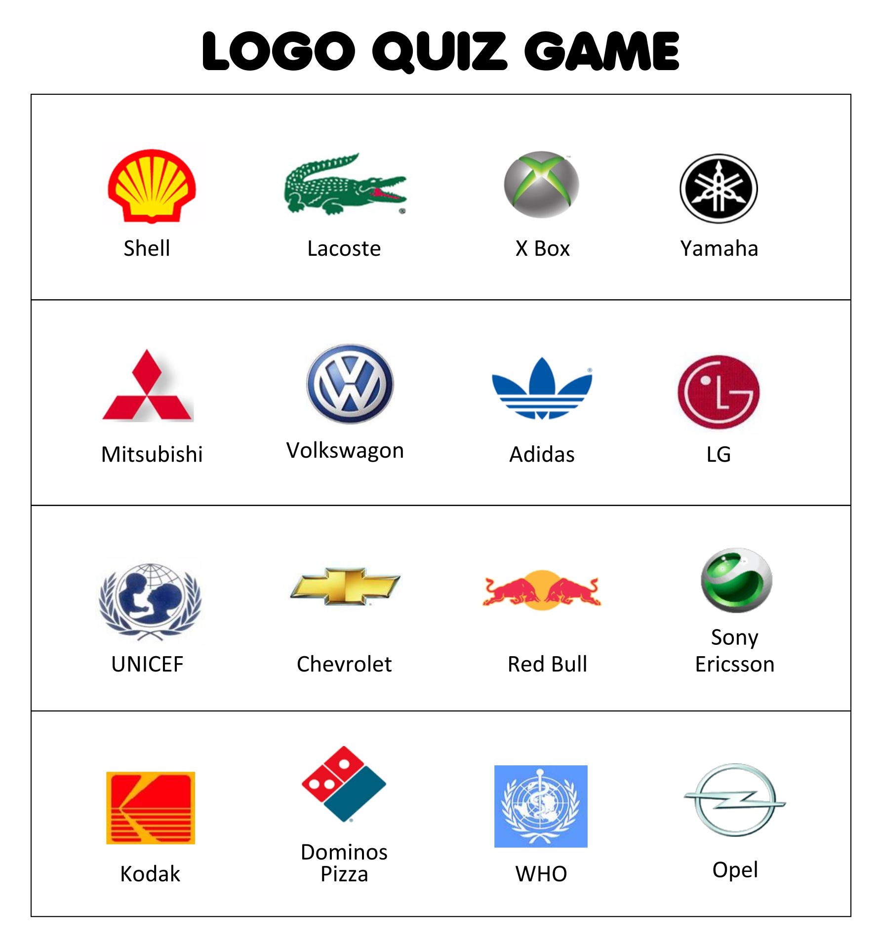 71 Guess The Logo Quiz Printable Uk Gratis