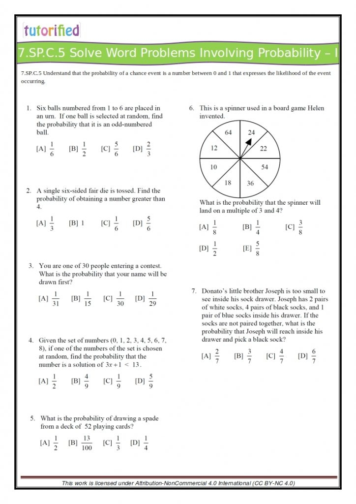 7th Grade Common Core Math Worksheets