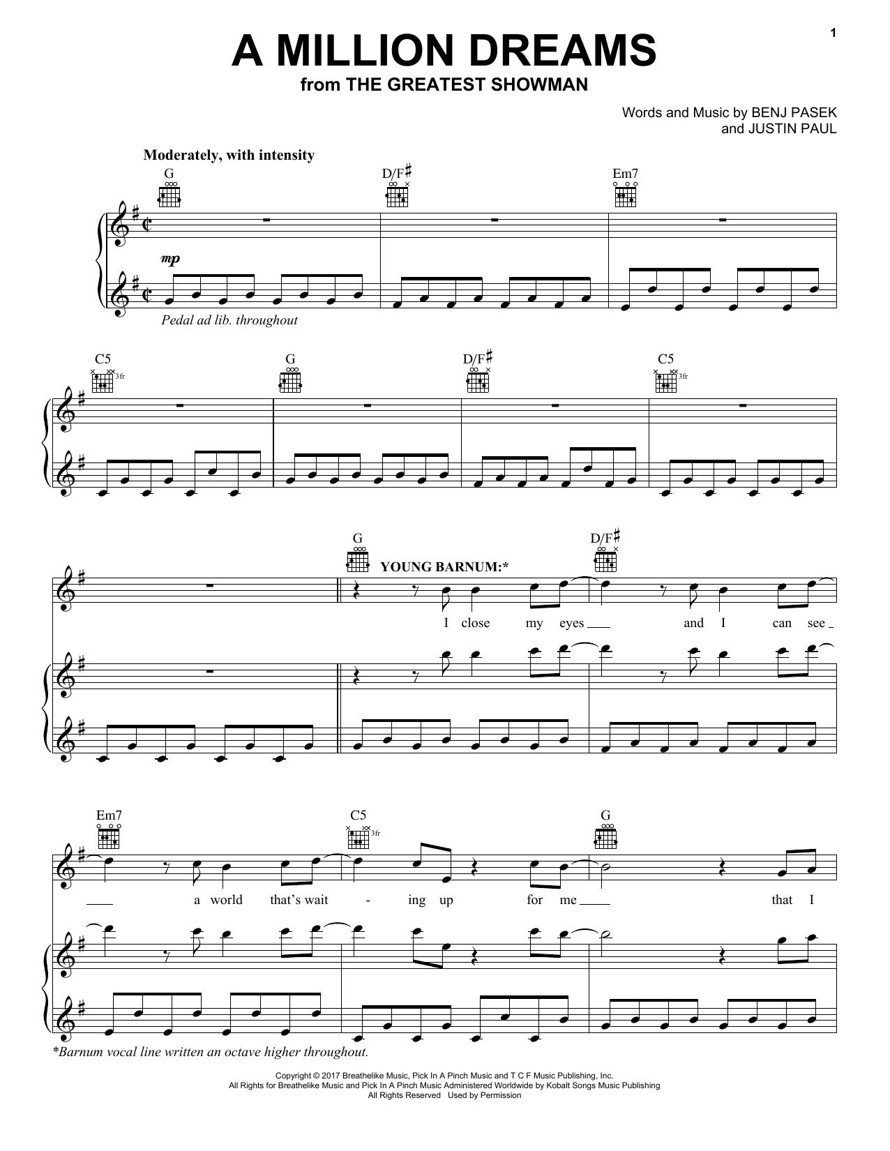 A Million Dreams Piano Sheet Music Printable