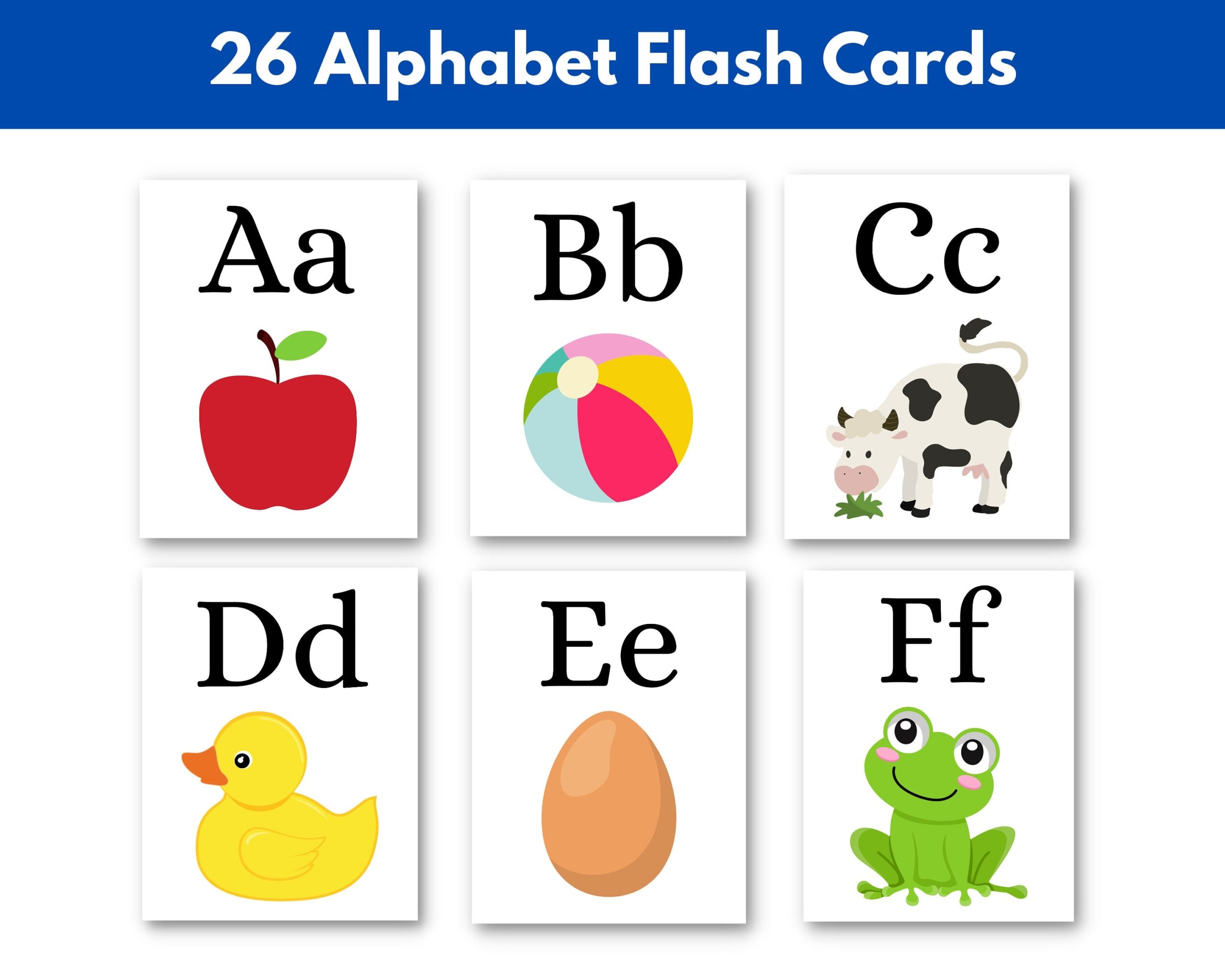 ABC Flash Cards Printable ABC Flashcards Full Color Preschool Activity ABC Flash Cards Printable ABC Flashcards Full Color Preschool Activity