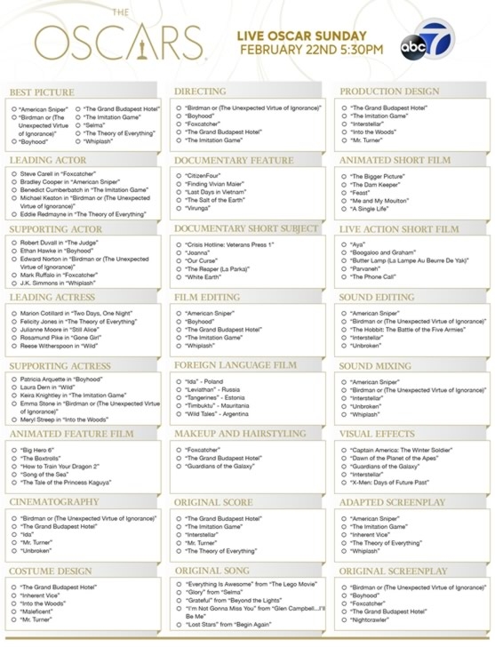 Academy Awards 2025 Ballot Mimir H Karlsen