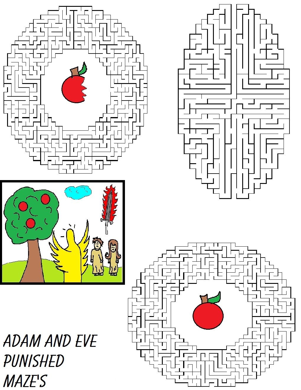 Adam And Eve Maze Adam And Eve Kids Bible Study Activities Sunday 