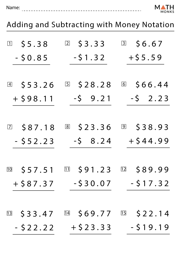 3Rd Grade Addition And Subtraction Printable Worksheets