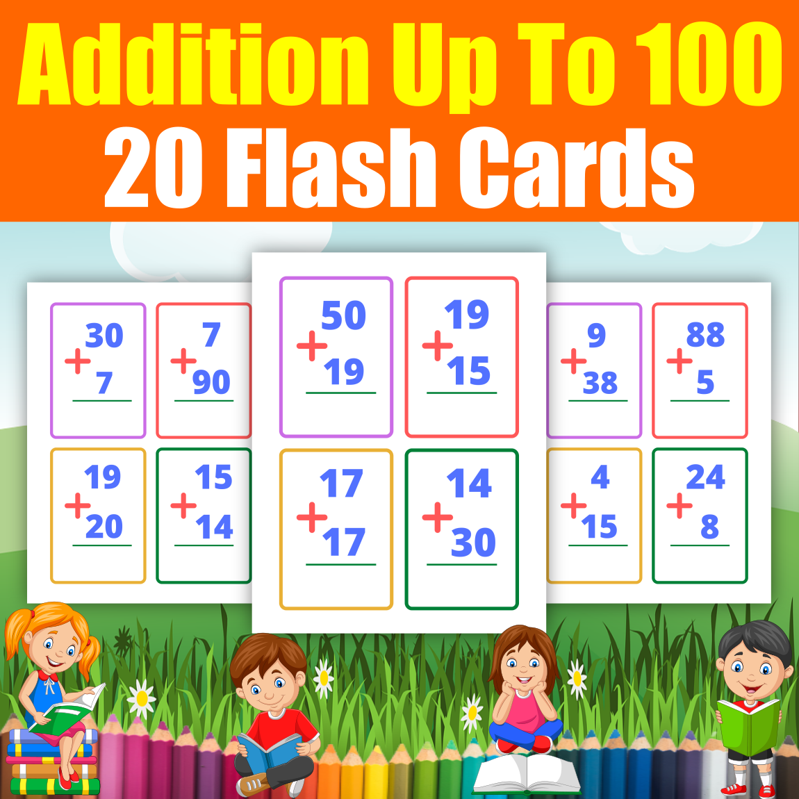 Addition Flash Cards Up To 100 Printable Addition Practice Pages For 
