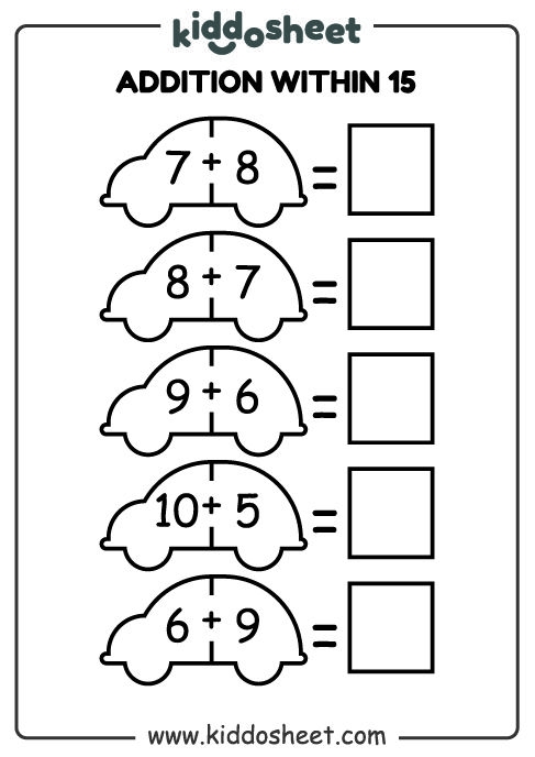 Addition Within 15 Printable Worksheet Files Kiddosheet 