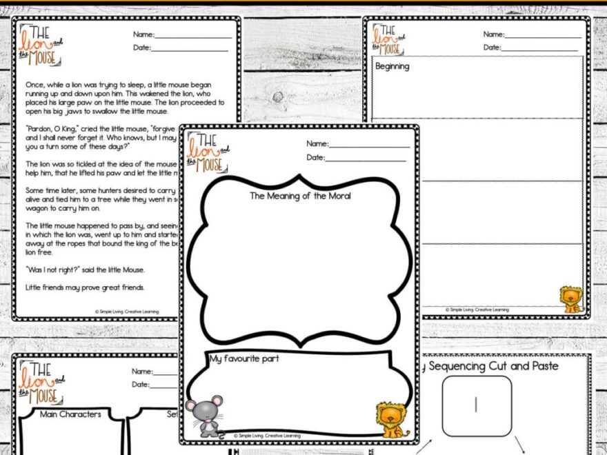 Aesop s Fables Printables The Lion And The Mouse Simple Living