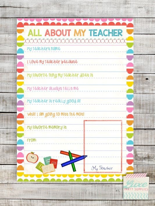 All About My Teacher Free Printables