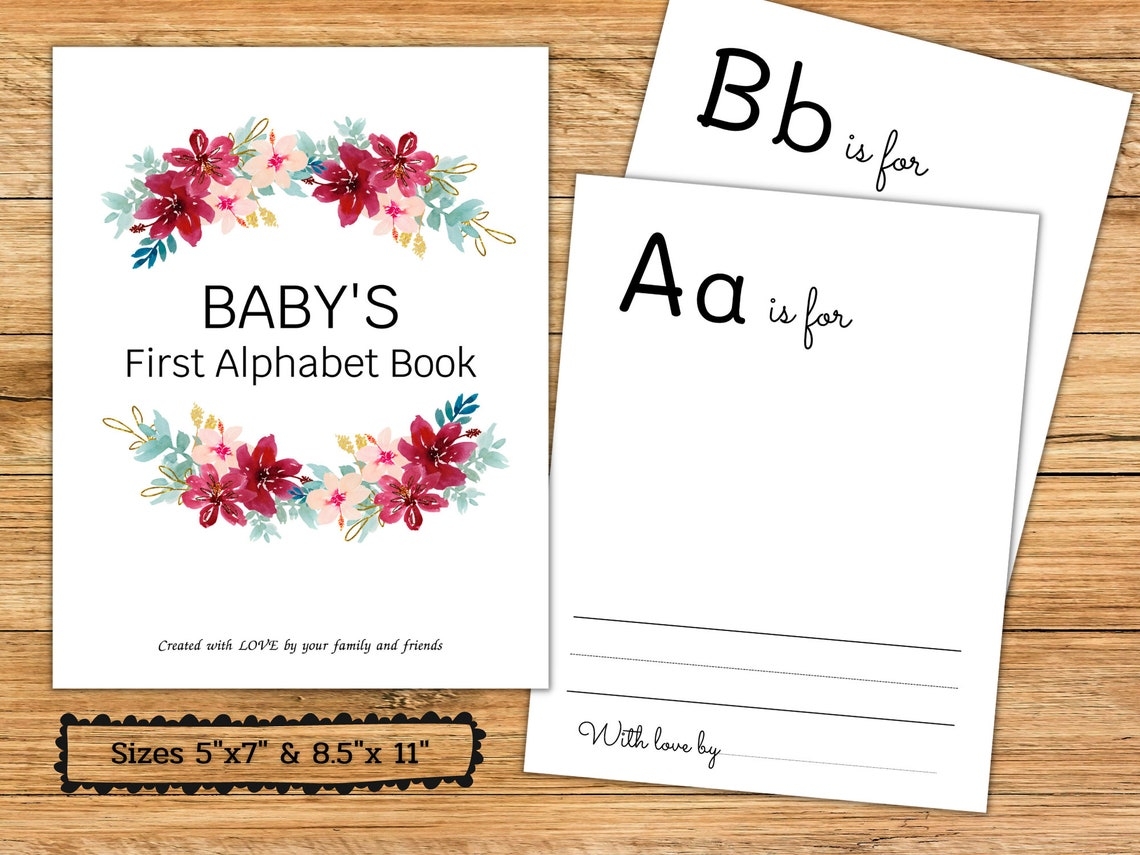 Alphabet Book Baby Shower Baby 39 s First ABC Book Printable Etsy