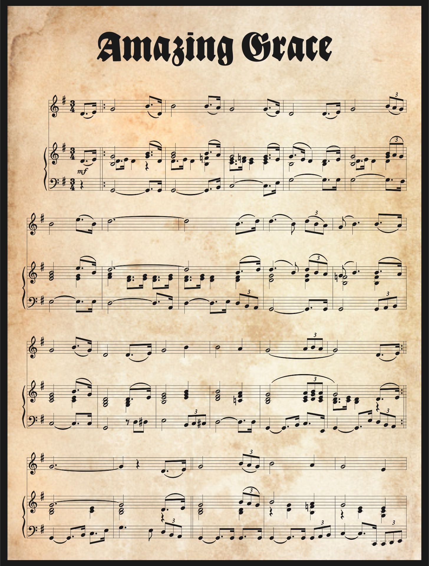 Free Printable Piano Sheet Music For Amazing Grace