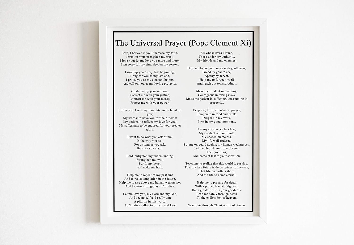 Amazon The Universal Prayer Attributed To Pope Clement Xi 8 X 10 