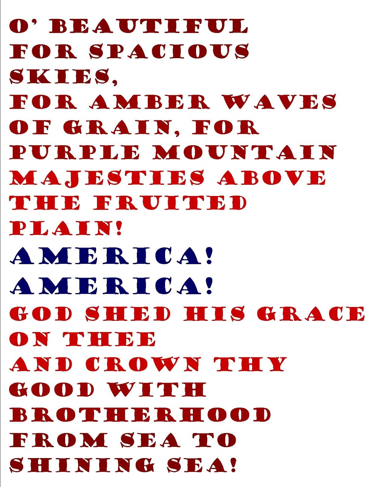 Printable America The Beautiful Lyrics